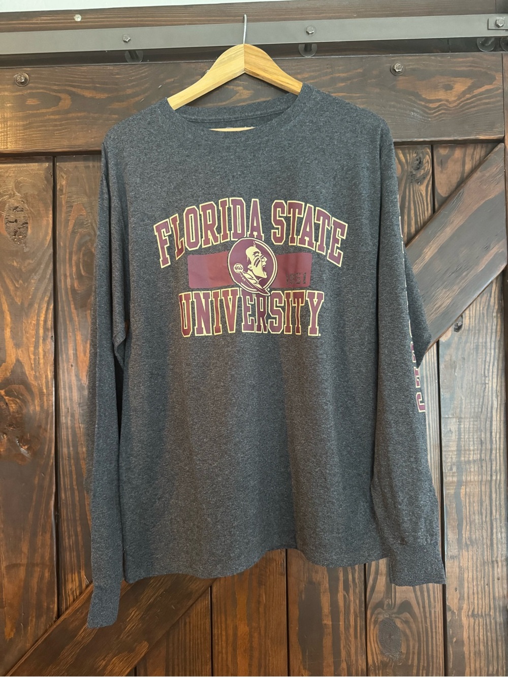 Champion Florida State University Gray Long-Sleeve Crewneck Tee Sz M